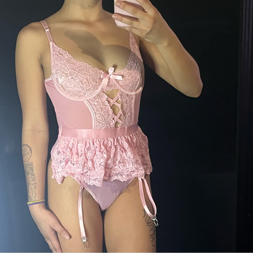 Coquette Pink Lace Lingerie Rave Wear
